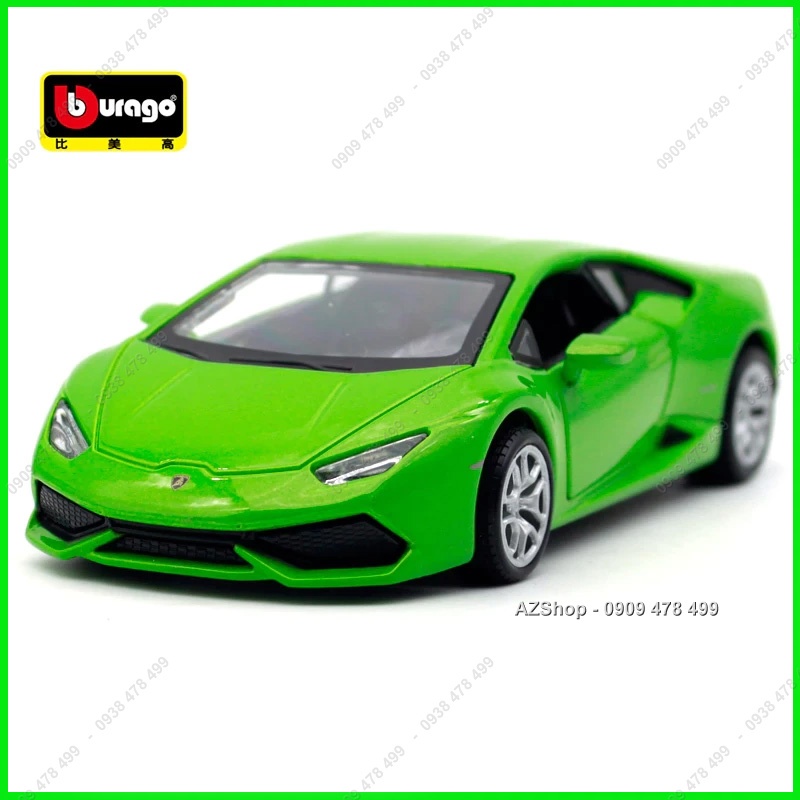 Xe Mô Hình Kim Loại Lambo Huracan Tỉ Lệ 1:32 - Bburago - Hộp Mica - Xanh - 9751.1