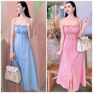 Đầm váy freesize dây nút ngọc 3 màu