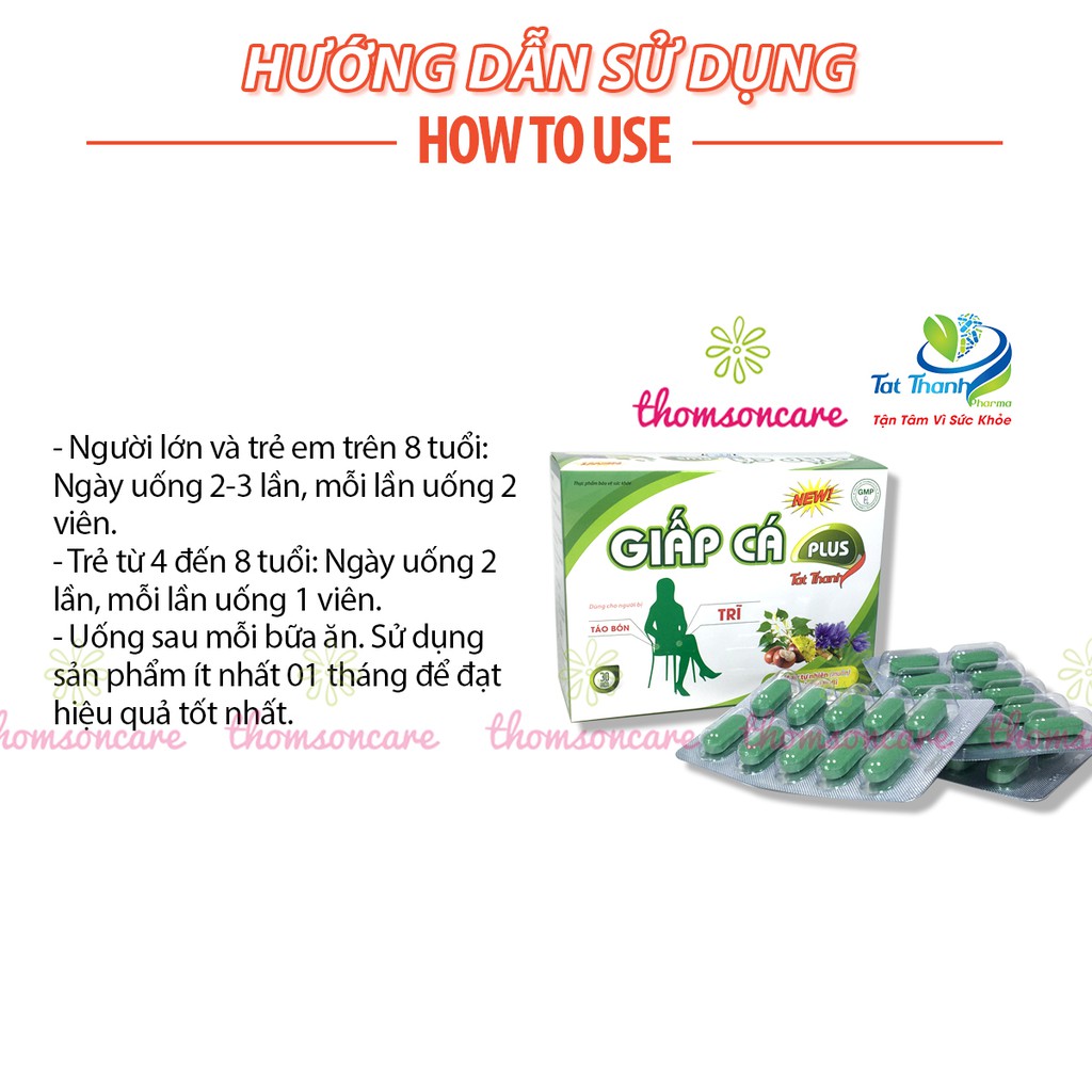 Viên uống Giấp Cá Plus - Giảm trĩ nội, trĩ ngoại từ diếp cá, chất xơ hòa tan giảm táo bón và Rutin - Hộp 30 viên