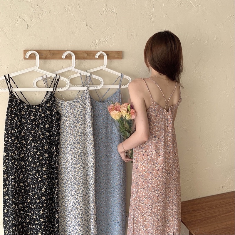 VÁY HAI DÂY HOA NHÍ ĐẦM HAI DÂY HOA NHÍ DÀI QUAI CÁCH ĐIỆU