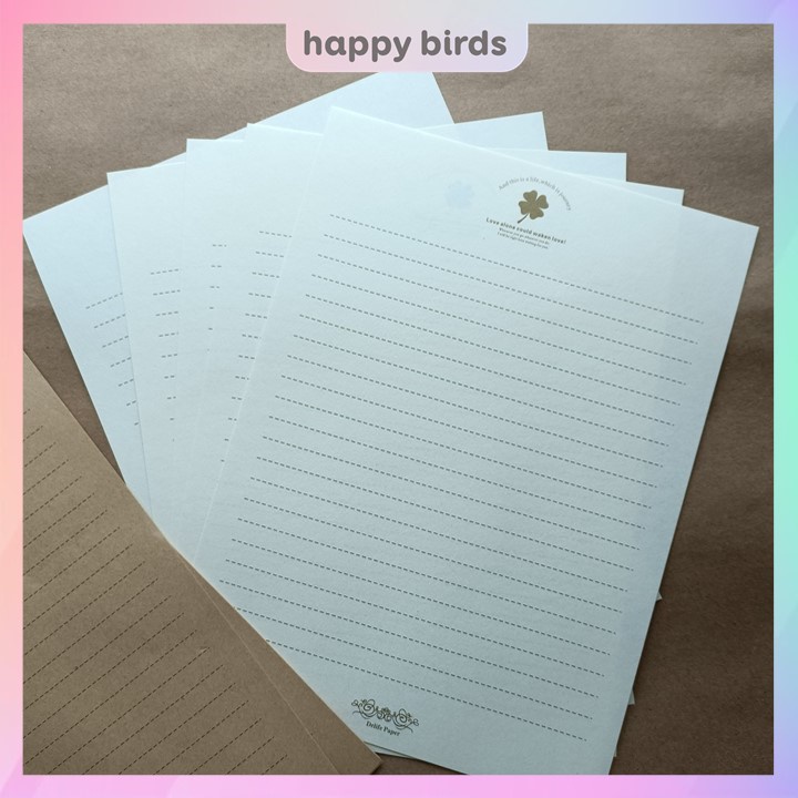 Giấy viết thư tập 5 tờ giấy vintage kraft viết thư làm thiệp handmade quà tặng combo HappyBirds