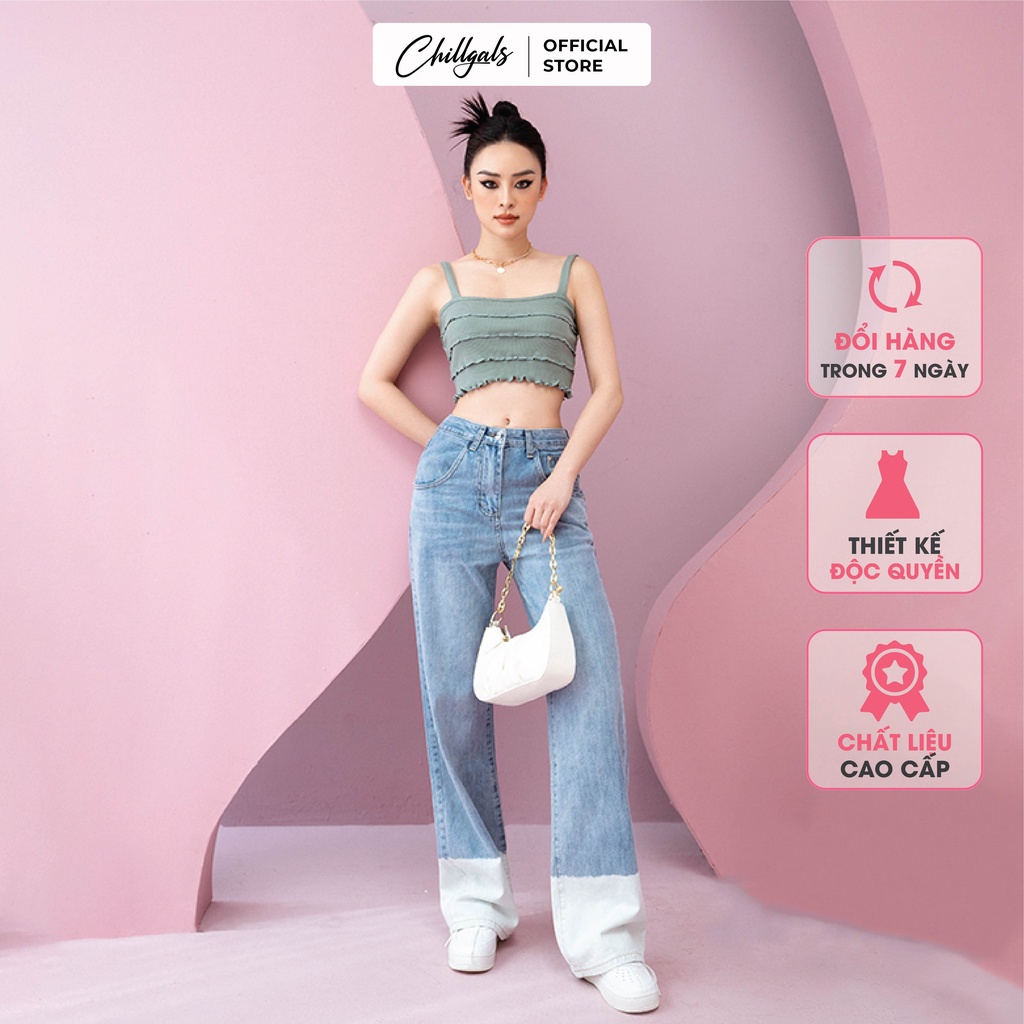 Áo 2 dây croptop chất len tăm cao cấp, dáng ôm body màu xanh mint Chillgals