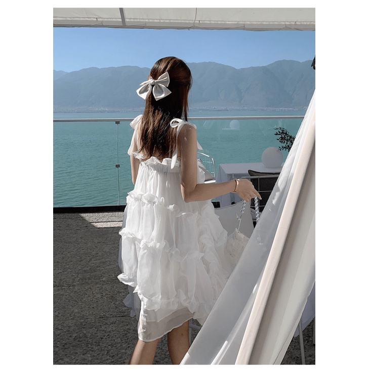 ĐẦM VOAN NỐI TẦNG XINH TỰA CÔNG CHÚA ĐI BIỂN SIÊU HOT PU