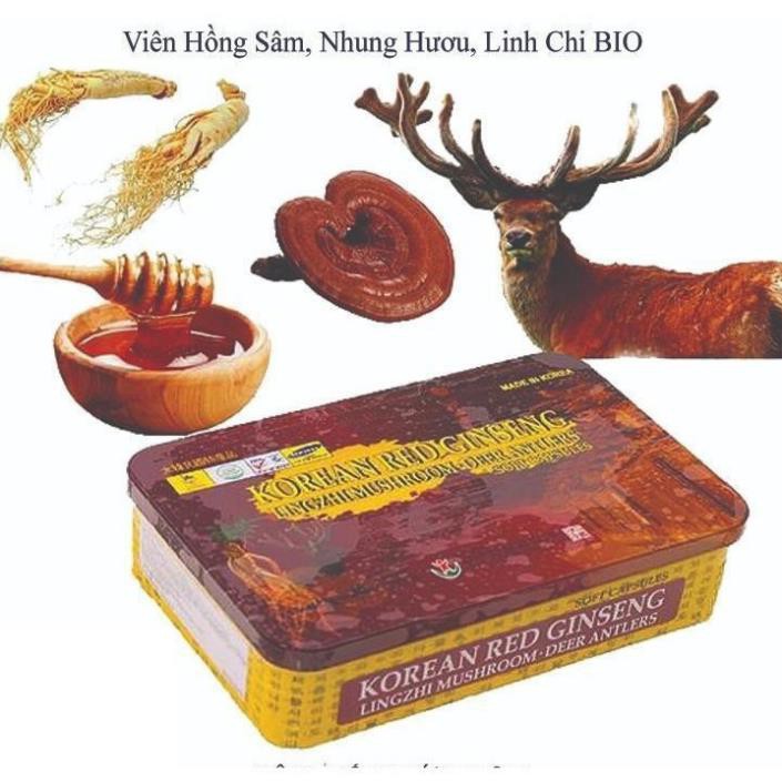 Viên Đạm Hồng Sâm Nhung Hươu Linh Chi Hàn Quốc, Hộp 60 viên