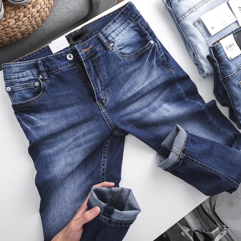 Quần jean nam xanh đậm slimfit nhập khẩu - co giãn | BigBuy360 - bigbuy360.vn