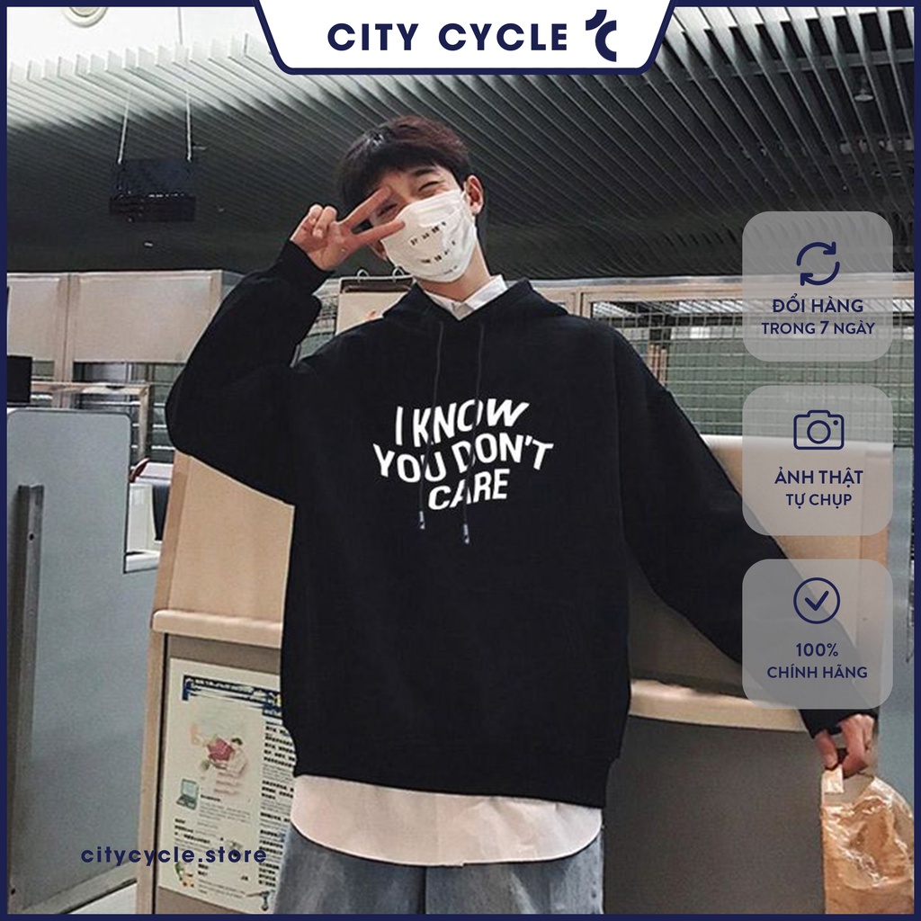 Áo hoodie I Know áo nỉ có mũ form rộng dáng unisex Hàn Quốc- City Cycle