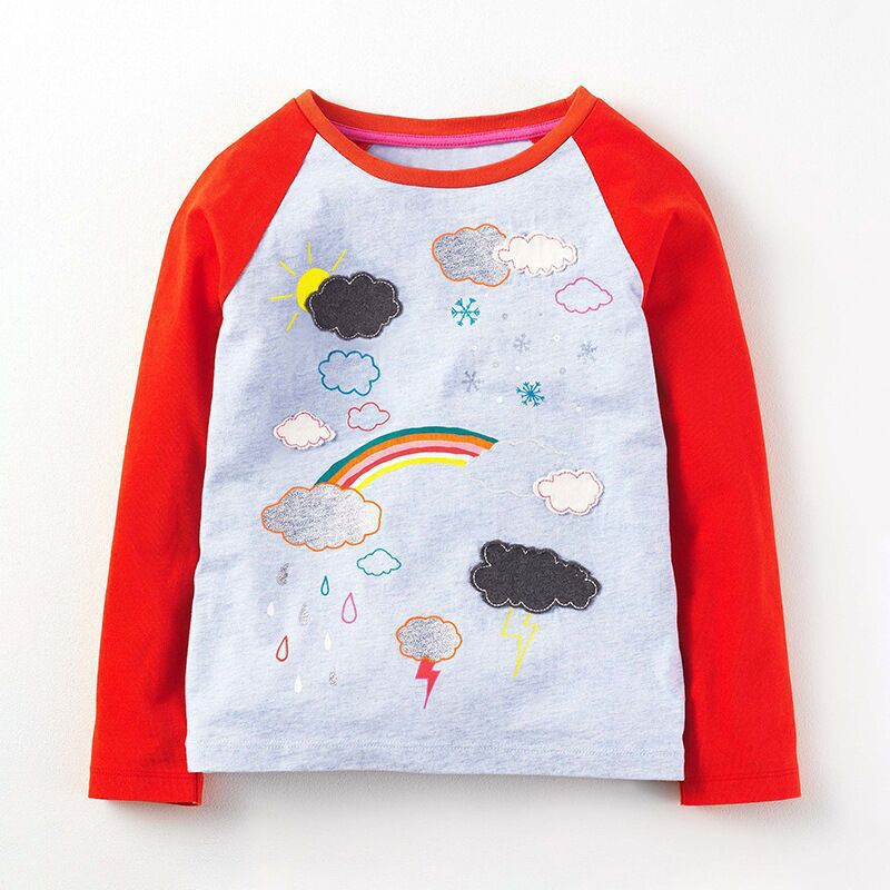 Mã 50877 áo thun dài tay họa tiết mây mưa cầu vồng của Little maven cho bé trai và bé gái