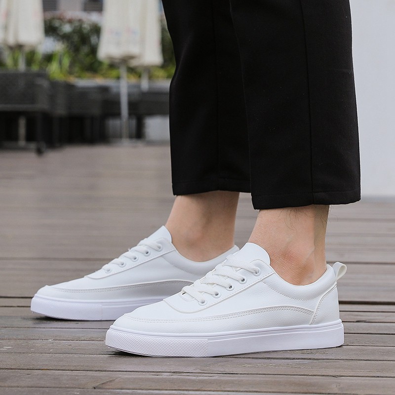 Giày thể thao nam cao cấp hot trend sprot full trắng hoặc đen giầy da trắng sneaker nam nữ - Mã HD666