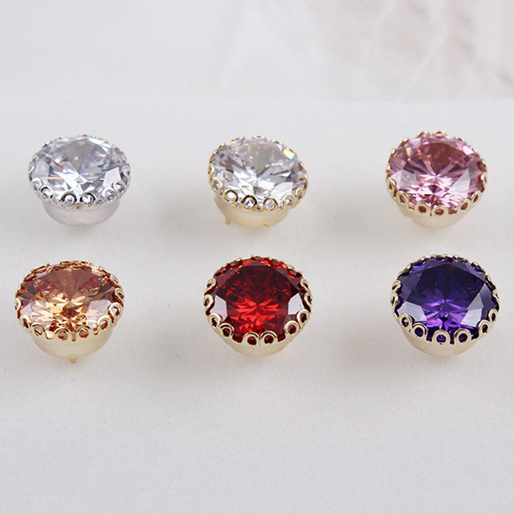 IVORY Khuy Măng Sét Tròn Không Cần Đóng Đinh Đính Đá Đơn Giản Cho Nữ