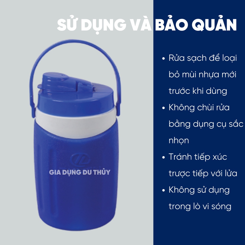 Bình đá giữ nhiệt nắp bật Tý Liên, dung tích 1.2L - 2L - 3L -5L, giữ lạnh hơn 8 giờ, có quai xách không bị đọng sương