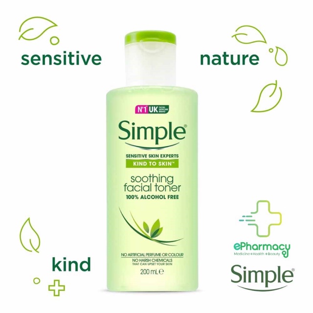 [HÀNG CHÍNH HÃNG] Nước Hoa Hồng Simple Kind To Skin Smothing Facial Toner 200ml