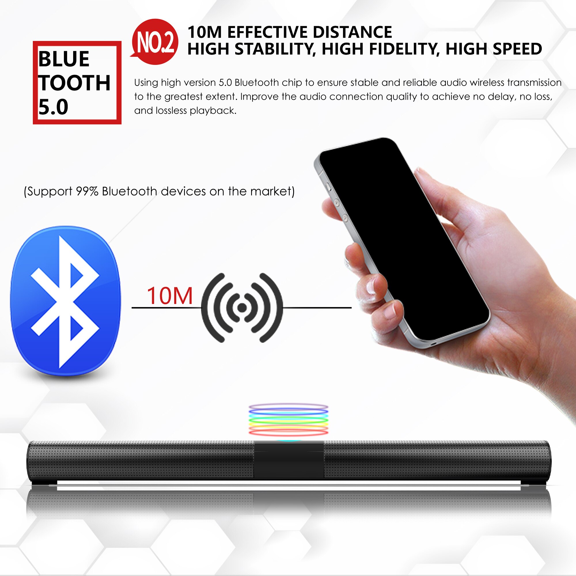 TV Soundbar Wireless Bluetooth Speaker Column Wall-mounted Home Theater Subwoofer Surround RCA Remote Control PC Speaker