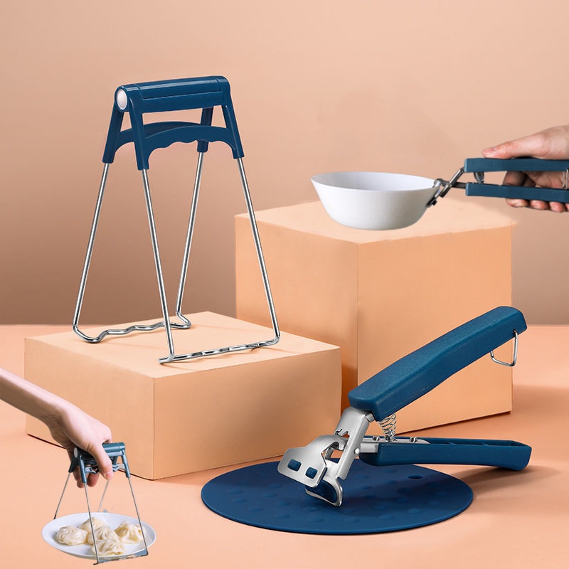 Kẹp Nhấc Tô Chén Nóng Bằng Inox Tay Cầm Silicone Chống Bỏng Tiện Dụng