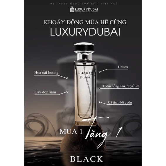 Tinh dầu nước hoa Luxury Dubai Black dành cho nam và nữ hương thanh mát dung tích 50ml