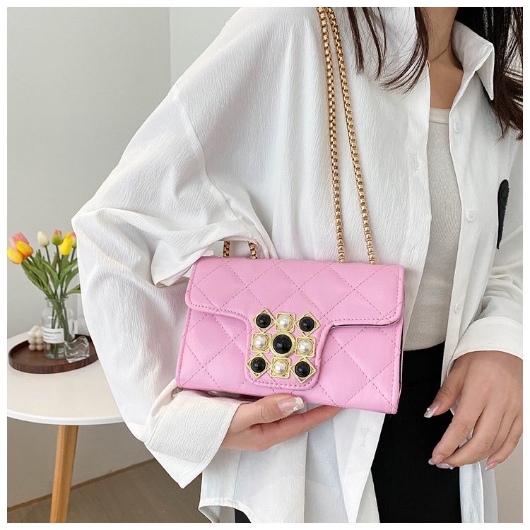 Túi xách IELGY phối dây xích họa tiết sọc thoi thiết kế đơn giản cho nữ