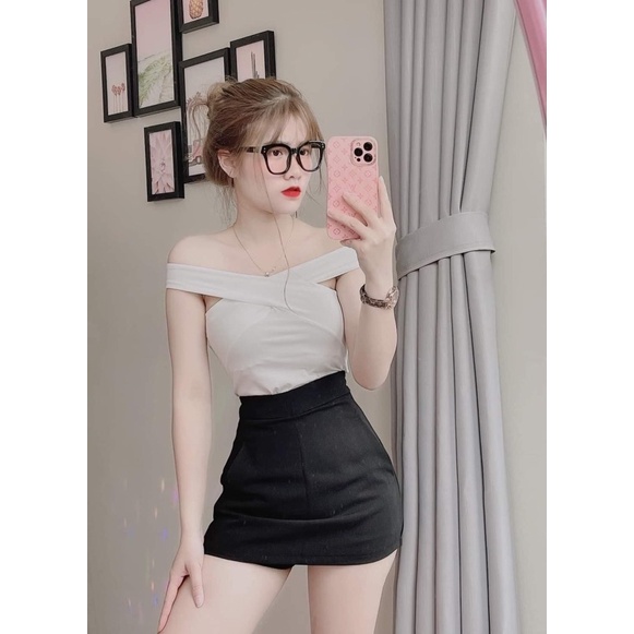 Áo Cổ Yếm Kiểu Nữ Chéo Cổ Ôm Body, Áo thun gân, Áo Crt - Mã: 389🍓 TV - Fashion