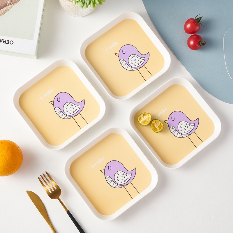 Set 4 Đĩa Đựng Thức Ăn Họa Tiết Hoạt Hình Dễ Thương