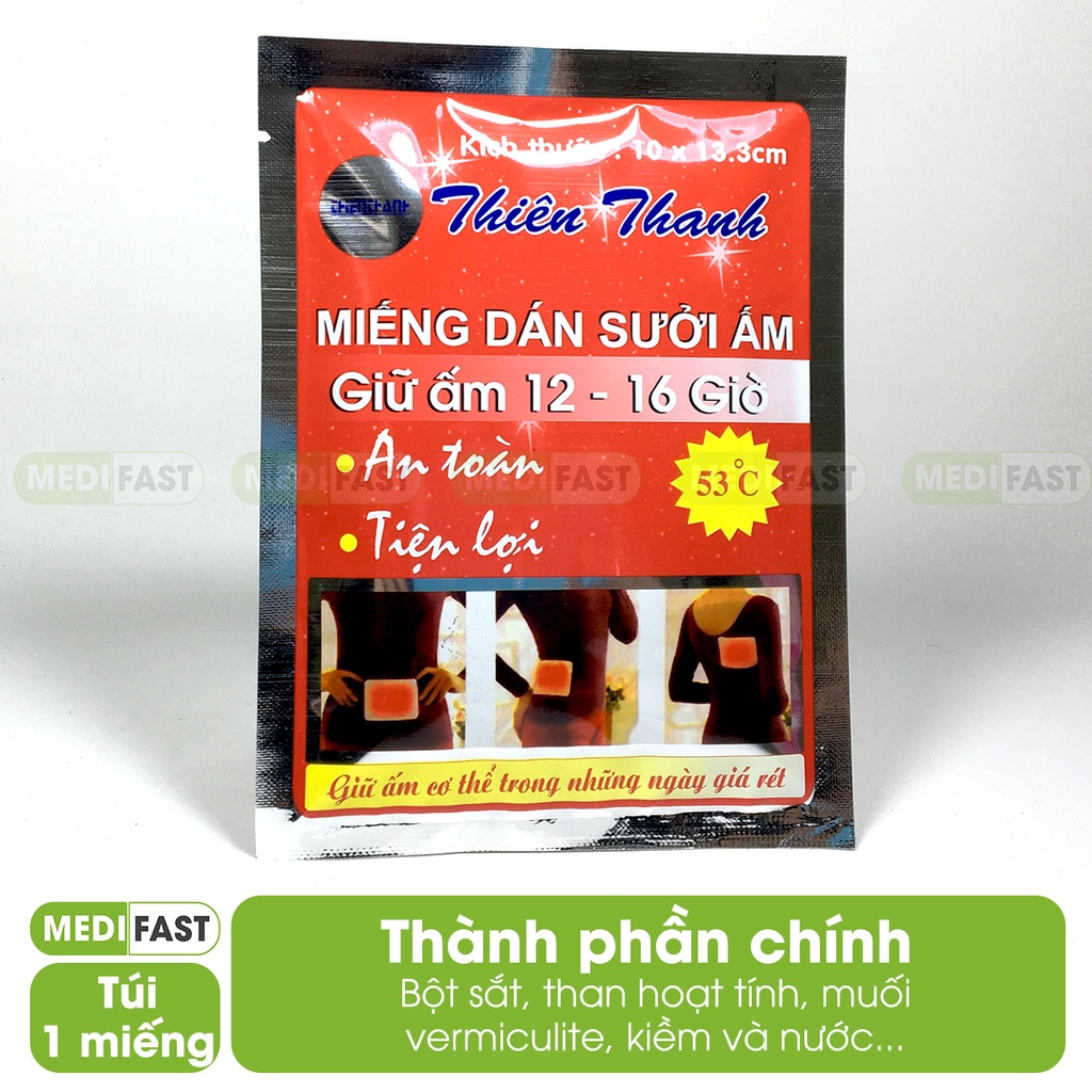 Miếng dán sưởi Thiên Thanh - chườm ấm mùa đông, giảm đau thần kinh, đau bụng, đau bụng kinh - Túi 1 miếng