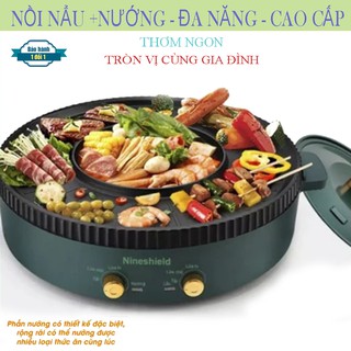 Bếp lẩu nướng điện đa năng- nồi lẩu nướng 2 ngăn lẩu trong nướng ngoài ,nướng và lẩu trên cùng 1 bếp.