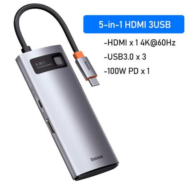 Hub Bộ chuyển đổi đa năng 5 in 1 ,Baseus Type-C to HDMI USB3.0 SD Card Type C PD 100W, Multifunctional HUB) - CAHUB | BigBuy360 - bigbuy360.vn