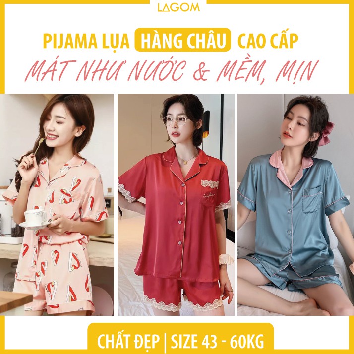 [CAO CẤP] Pijama Lụa Đùi ✨ Bộ Ngủ Lụa Cộc Tay Mịn Mướt