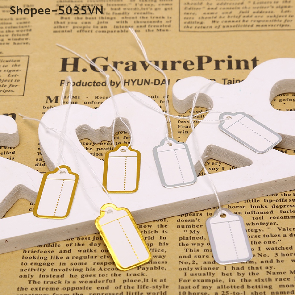 Set 200 Thẻ Giấy Hình Chữ Nhật Trơn Ghi Giá Trang Sức {akindofstar1.vn}