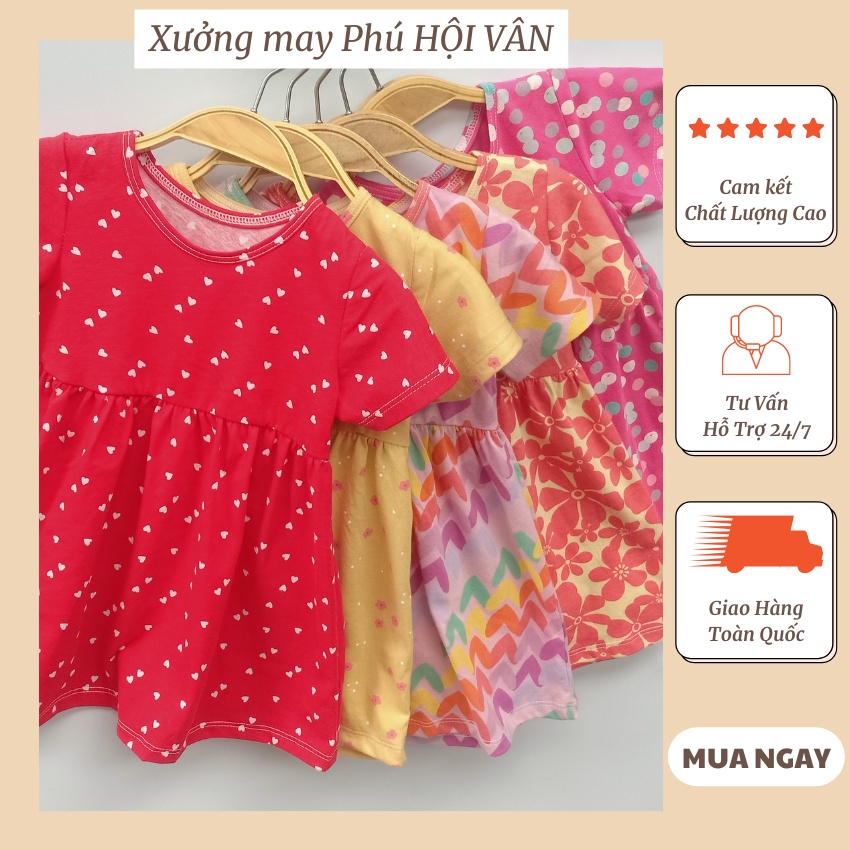 Váy cộc tay bé gái - sét 5 váy -⚡ CỰC XINH ⚡ bộ váy cho bé chất cotton thoáng mát, mặc đi chơi siêu đẹp