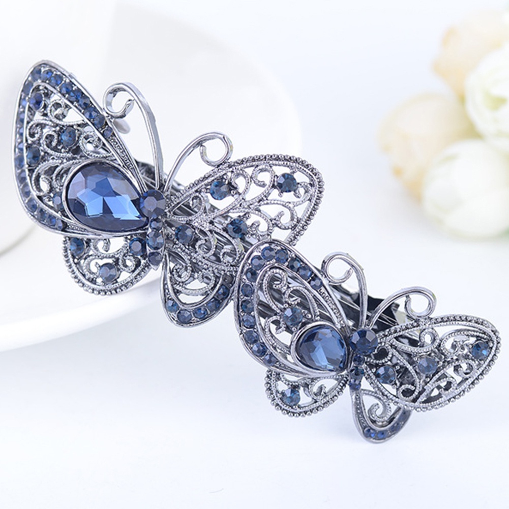 Kẹp tóc họa tiết bướm đính đá thanh lịch sang trọng