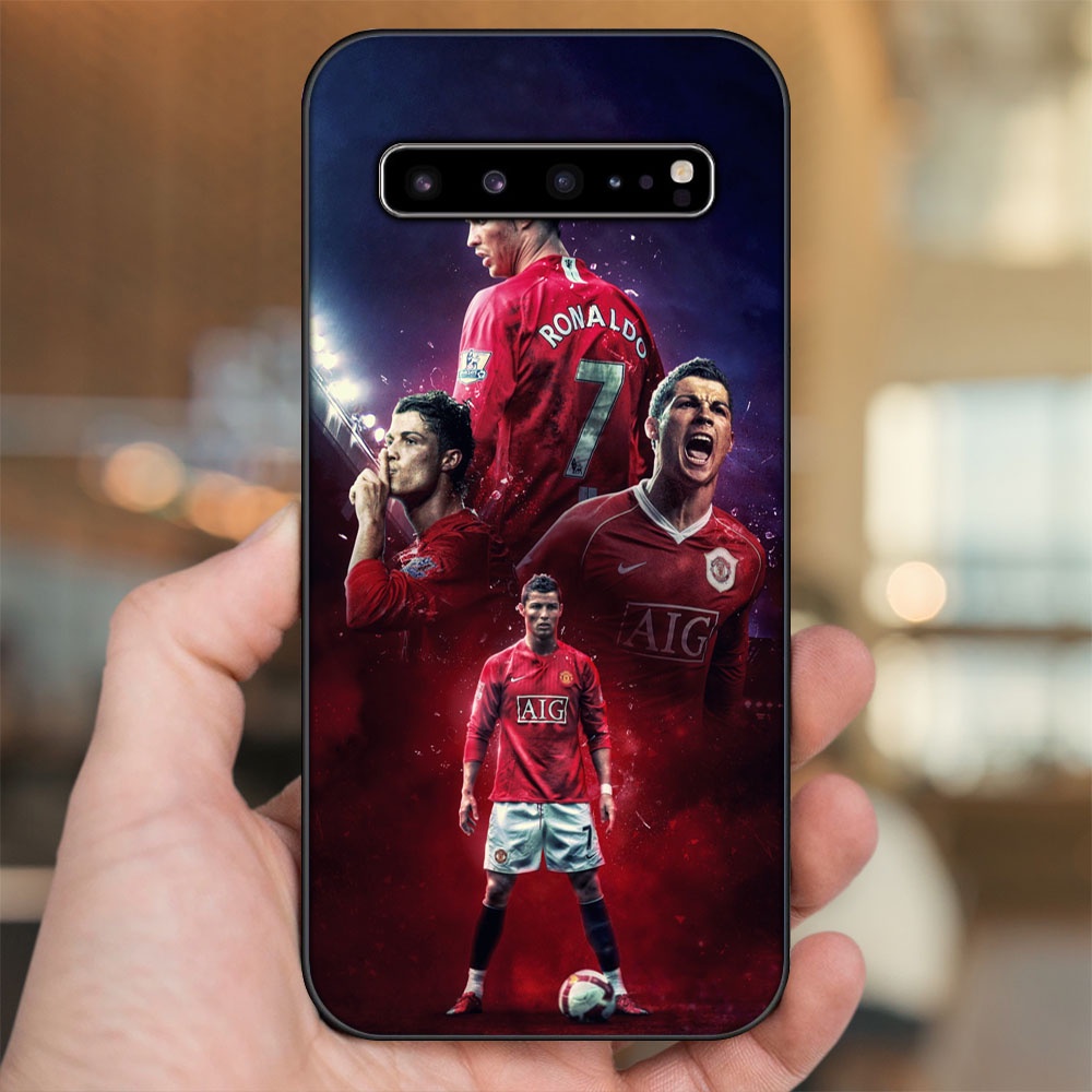 Ốp lưng Samsung S10, S10 5G, S10 Plus viền đen in hình Cristiano Ronaldo MU Manchester United CR7