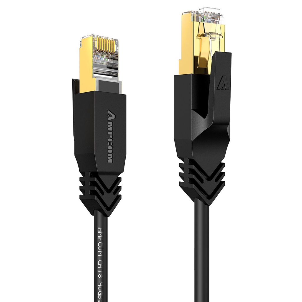 Dây cáp mạng Cat8 AMPCOM đúc sẵn 2 đầu cao cấp hỗ trợ 40Gbps, dài 1m - 5m