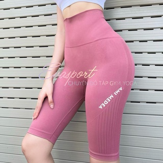 Quần Đùi Ngố Nữ Cap Cao Ami Tập Gym Yoga Aerobic Vải Dệt Kim, Co Giãn Tốt Mặc Ôm Dáng EvaSport