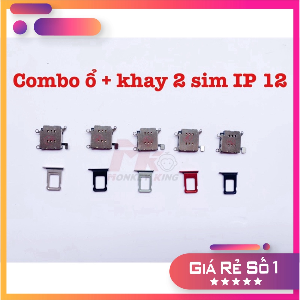 Combo độ 2 sim vật lý cho Iphone 12/ 12pro/ 12promax ( Ổ+ Khay 2 sim)