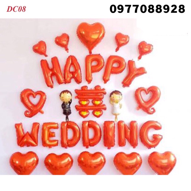 Set Bóng Trang Trí Phòng Cưới  Free Ship  Happy Wedding Nhiều Mẫu