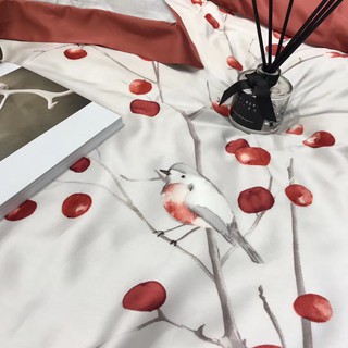 Bộ Chăn Ga Gối Lụa Tencel 60s "Cherry Đỏ" 4 món