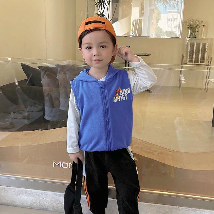 Áo khoác gile nỉ da cá, có mũ giúp giữ ấm cho bé trai bé gái Beekids memory