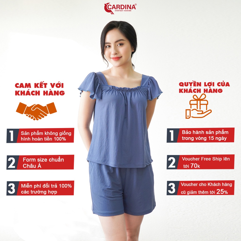 Đồ Bộ Nữ 𝐂𝐀𝐑𝐃𝐈𝐍𝐀 Chất Cotton Nhật Cao Cấp Quần Đùi Áo Tay Cánh Tiên Dúm Ngực Màu Sắc Tươi Trẻ 2CF10