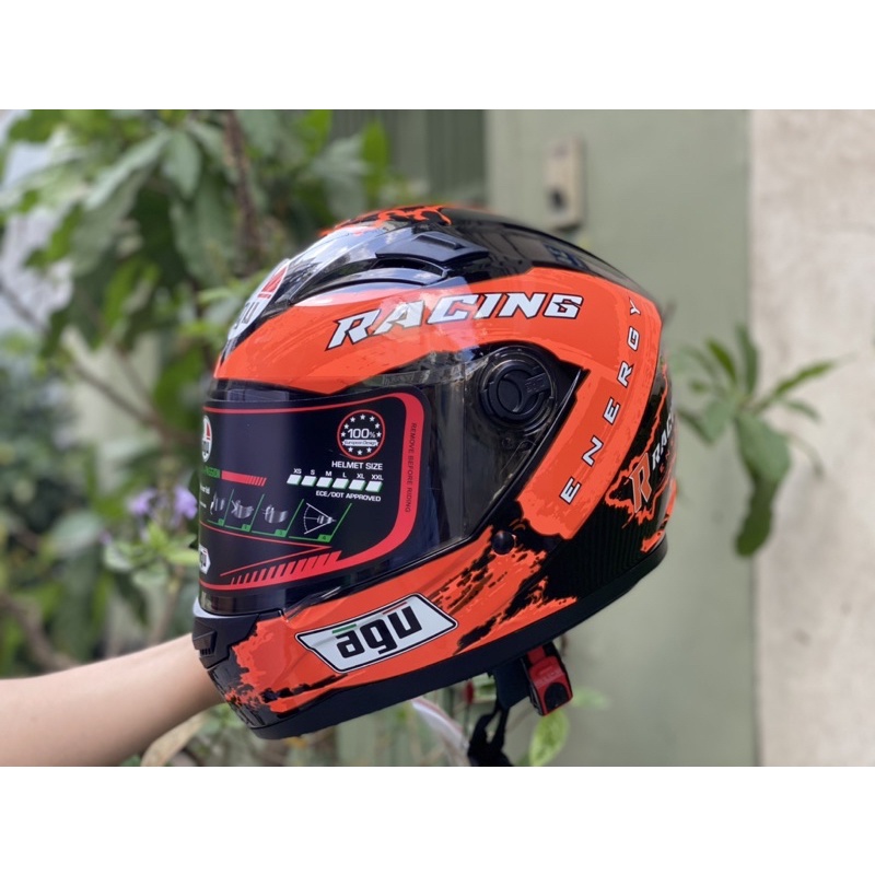 Mũ bảo hiểm fullface AGU tem Racing ĐỦ MÀU  + TẶNG TÚI ĐỰNG