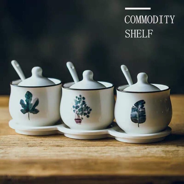 Set 3 hũ đựng gia vị kèm khay. Ảnh thật ở cuối.