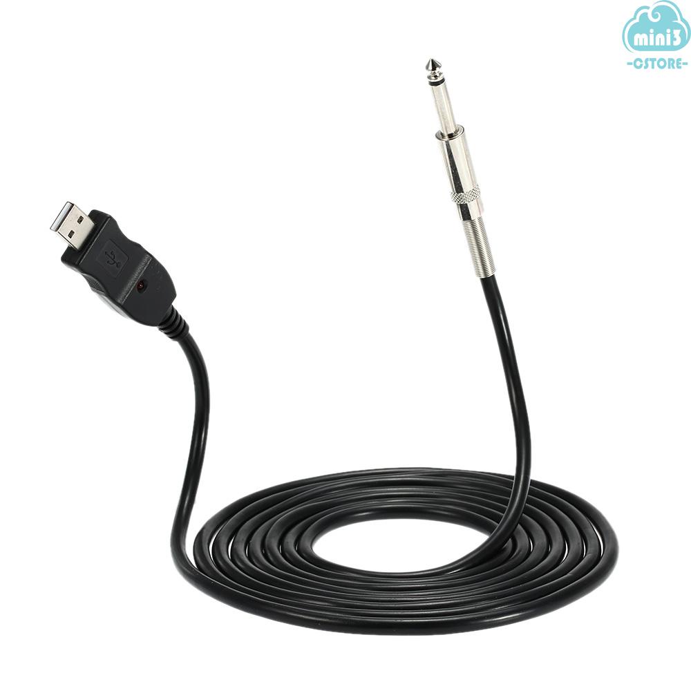 (V06) New Guitar Bass 1/4'' 6.3mm To USB Link Connection Instrument Cable Adapter for PC/MAC Recording 3M