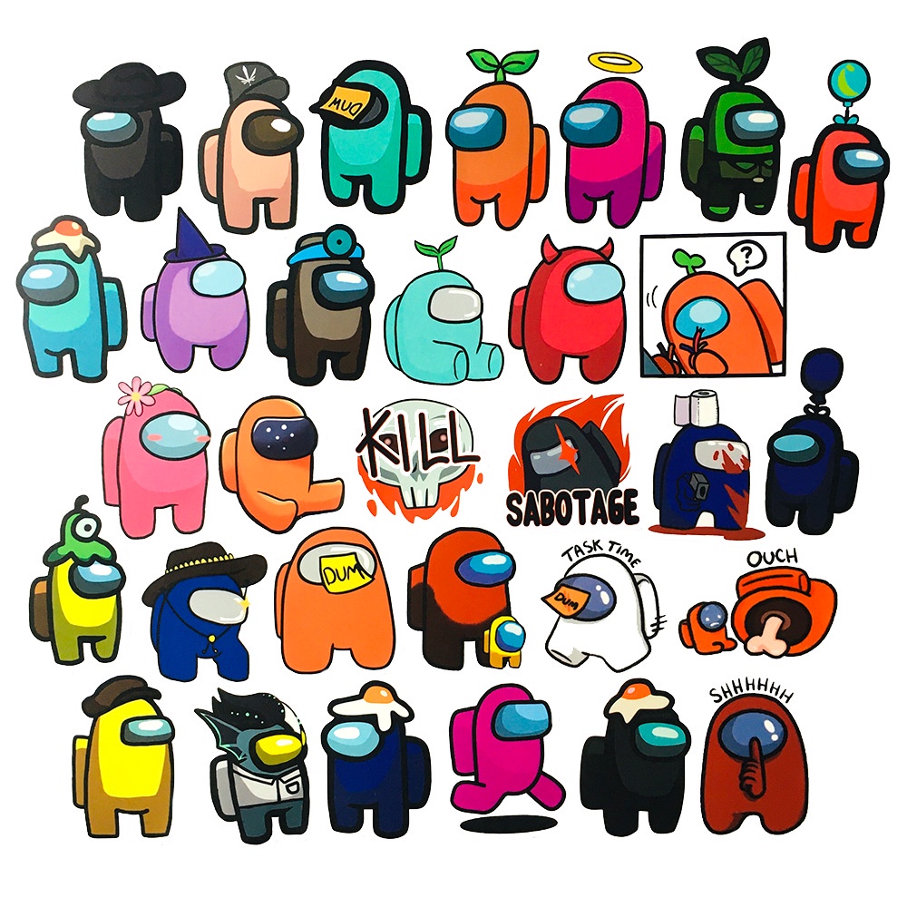 Set 100 sticker among us dán điện thoại laptop mũ bảo hiểm