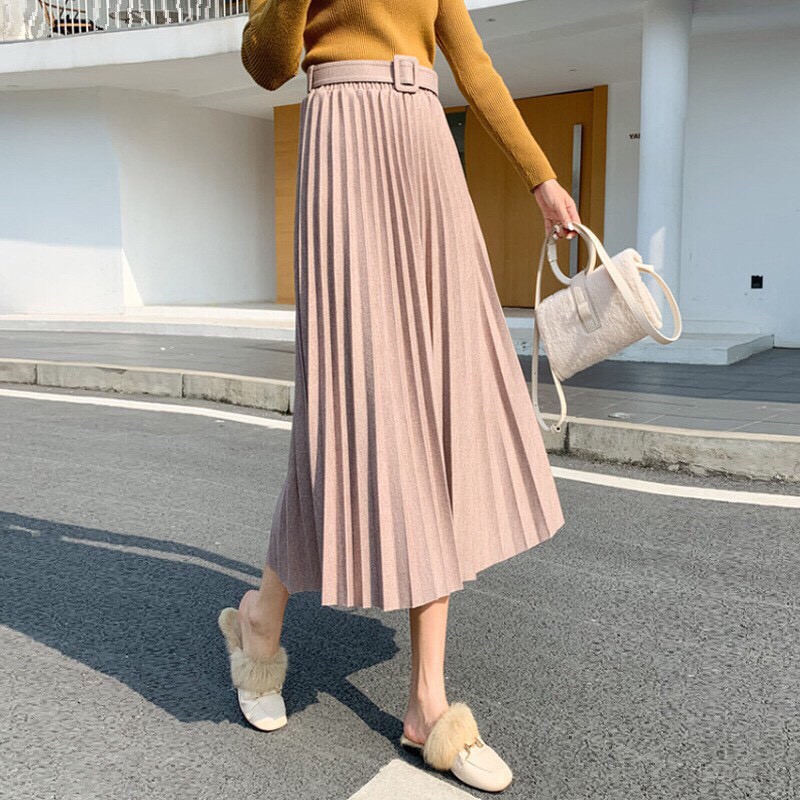 Chân Váy Xếp Ly Dáng Dài ( kèm đai ) | BigBuy360 - bigbuy360.vn