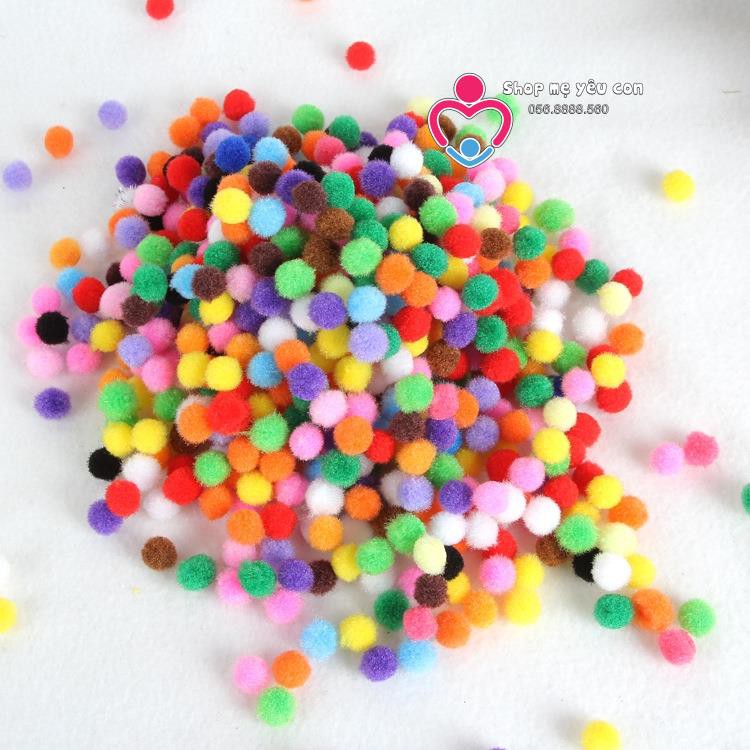 Bịch 1000 hạt pom pom 1cm 1.5cm 2.0cm 2.5cm 3.0cm học liệu giáo dục sớm Montessori SỈ POMPOM