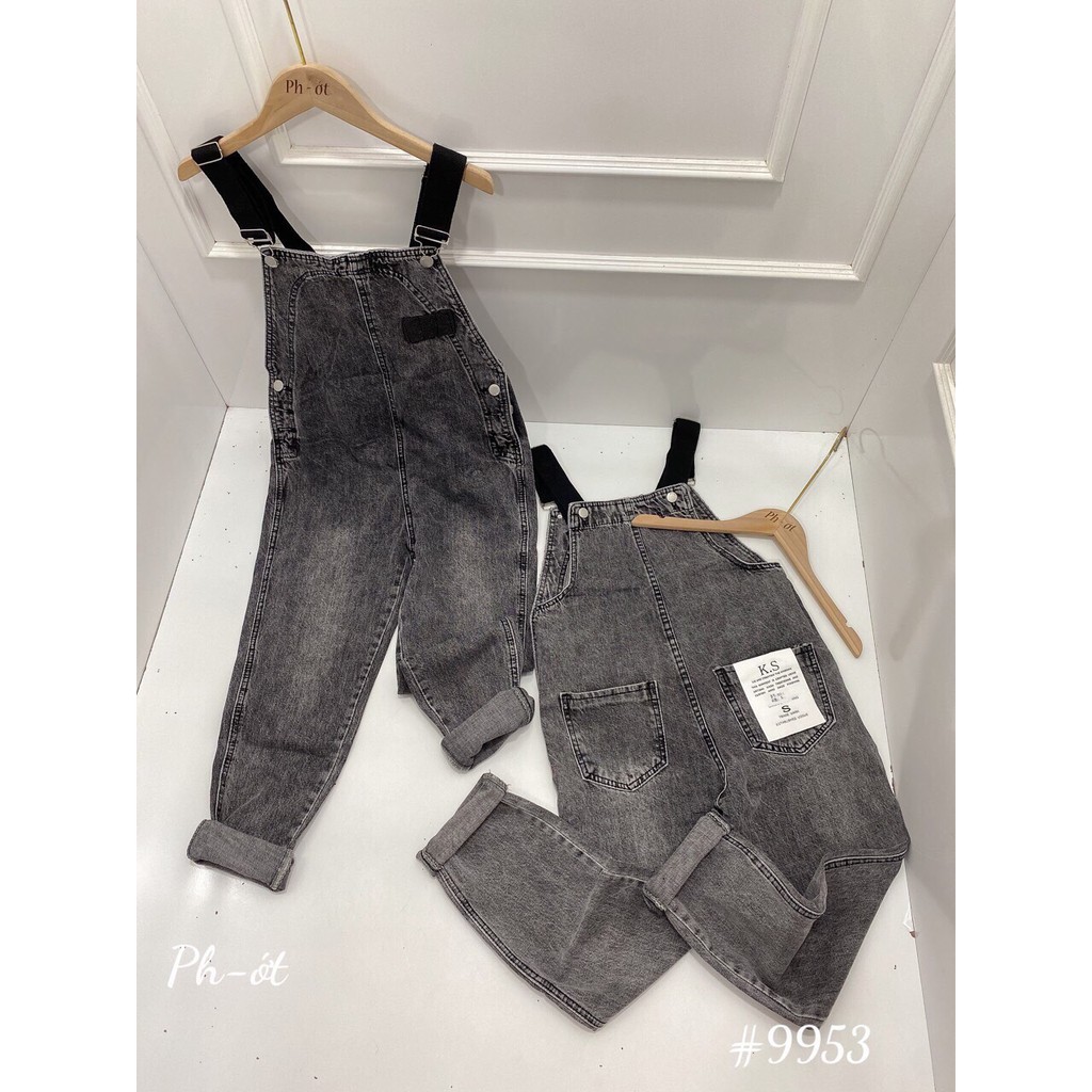 Quần yếm jean nữ baggy màu khói MSHA4