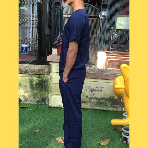 Bộ scrubs bác sĩ, quần áo y tế xanh navy nam, nữ các size S M L XL