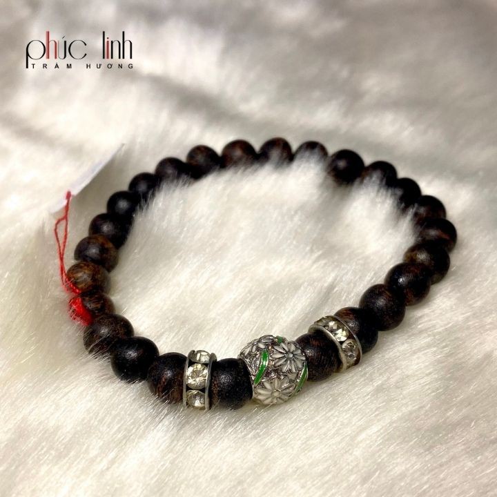 Vòng Tay Trầm Hương Mix Charm Bạc PHÚC LINH