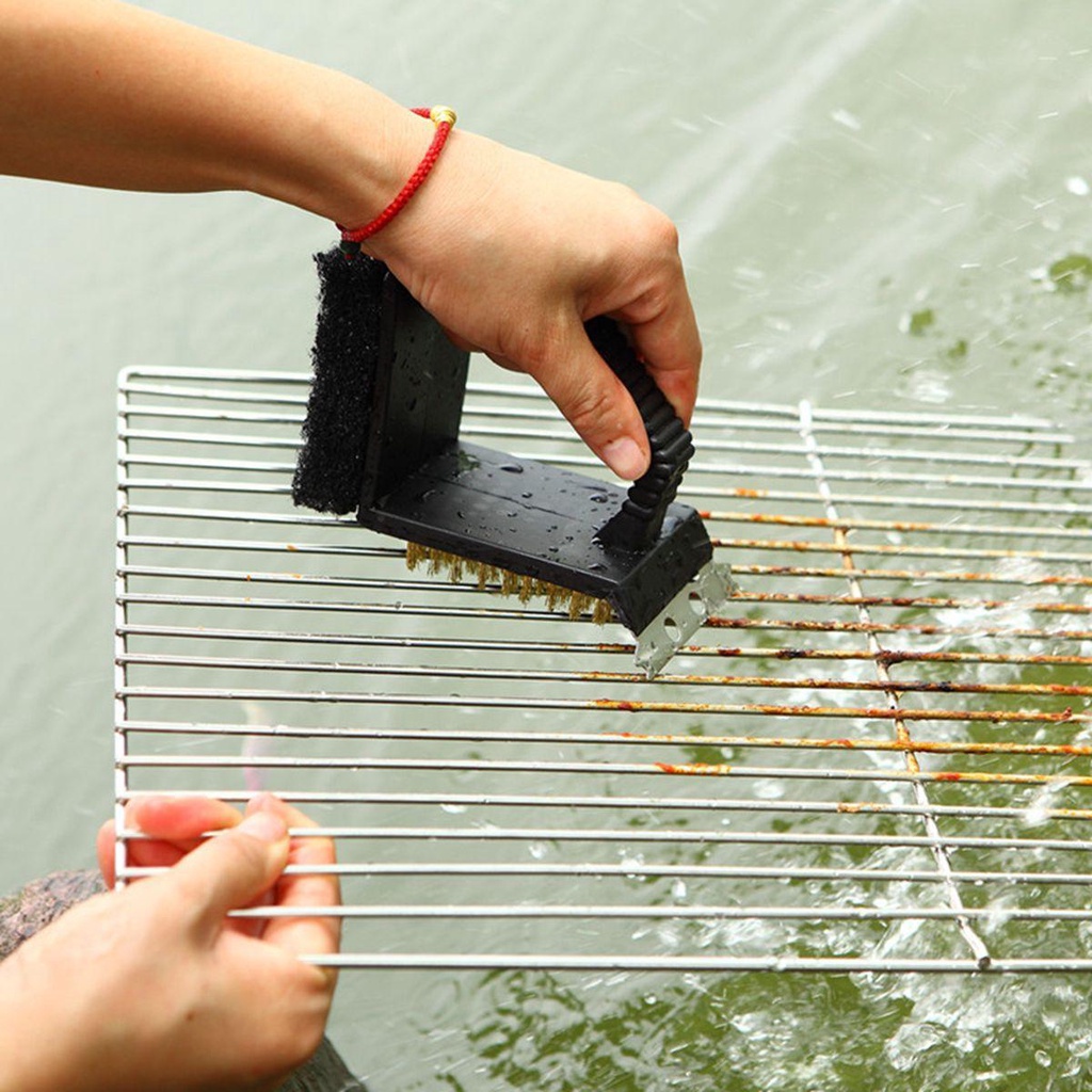 Cọ Vệ Sinh Vỉ Nướng BBQ 3 Trong 1 Đa Năng Bằng Thép Không Gỉ