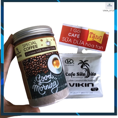 Cà Phê Sữa Dừa(cà phê cốt dừa) VIKIN loại Đặc Biệt ( Special Coffee), cà phê hòa tan hũ 200g thơm ngon