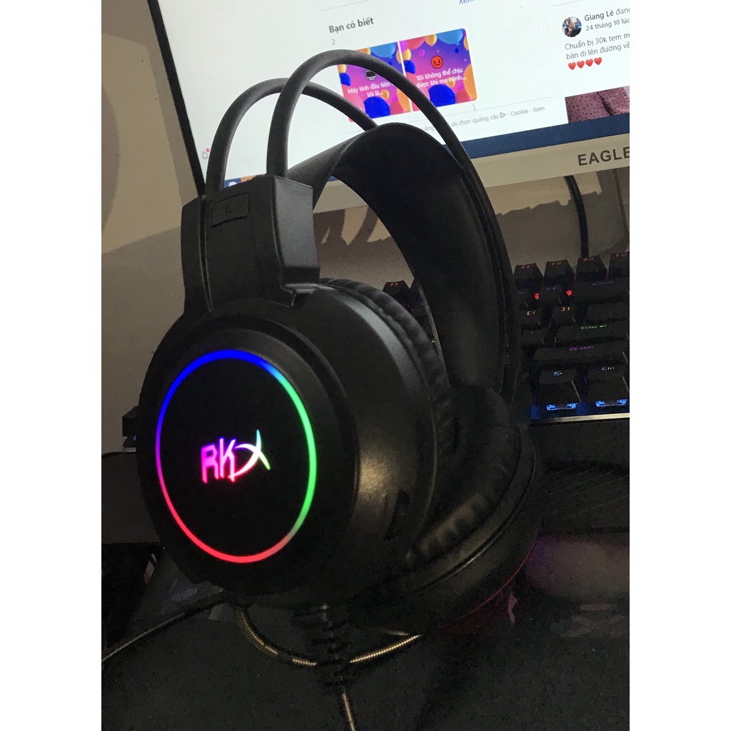 💯 TAI NGHE MÁY TÍNH RK X1 USB 3.5 MÀU ĐEN CÓ MICRO DÀI 💯