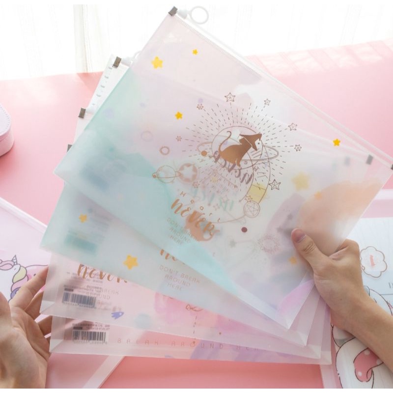 TÚI ZIP A5 CUTE CÓ ĐÁY/ KHÔNG ĐÁY  (24cm) CHỐNG NƯỚC- ĐỰNG BÚT HAY STICKER, ĐỒ DÙNG NHỎ NHỎ.