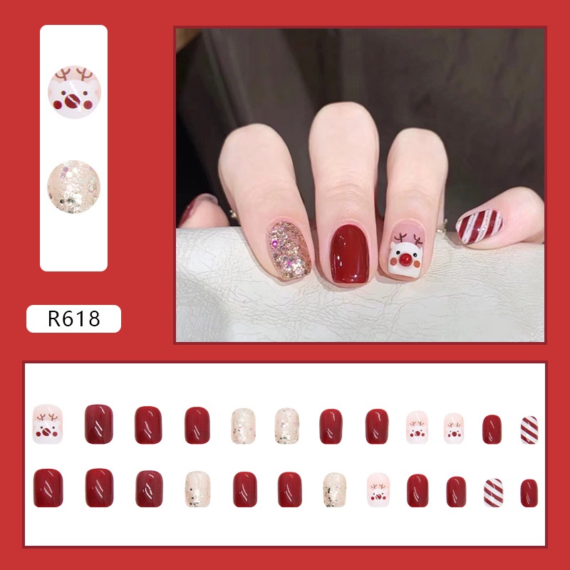 Bộ Móng Tay Giả Hóa Trang Chủ Đề Giáng Sinh